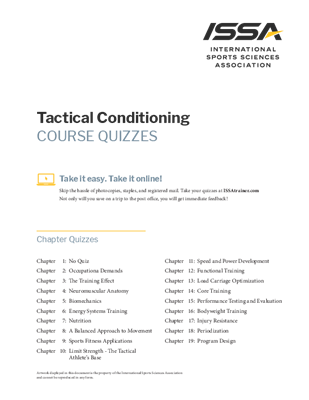 Tactical Conditioning Specialist - Quiz