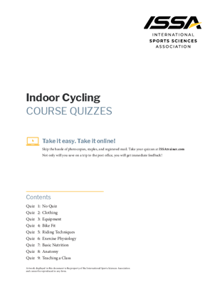 Certified Indoor Cycling Instructor - Quiz