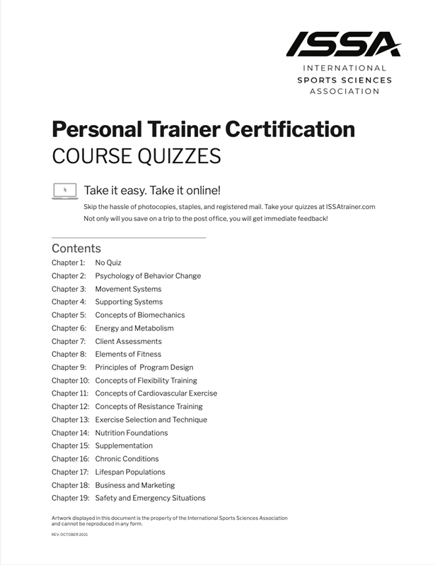 Personal Trainer Certification Quiz - CPT (English)